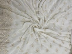 White Dyeable Floral Georgette Embroidery Fabric