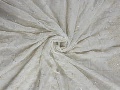 White Dyeable Floral Georgette Embroideryroidery Fabric