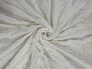 White Dyeable Floral Georgette Embroideryroidery Fabric