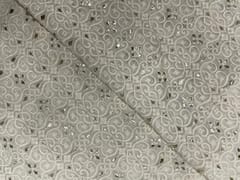 White Dyeable Geometric Georgette Embroidery Fabric