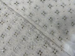 White Dyeable Geometric Georgette Embroidery Fabric