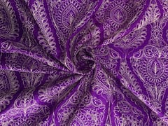 Royal Purple Floral Pure Monga Silk Embroideryroidery Fabric