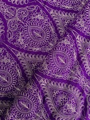 Royal Purple Floral Pure Monga Silk Embroideryroidery Fabric