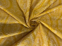 Yellow Floral Pure Monga Silk Fabric