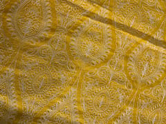 Yellow Floral Pure Monga Silk Fabric
