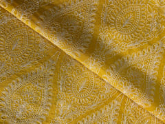 Yellow Floral Pure Monga Silk Fabric
