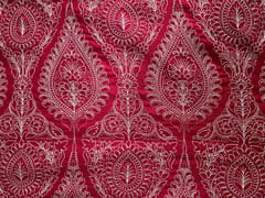Red Floral Pure Monga Silk Fabric