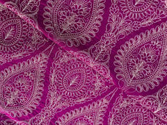 Magenta Floral Pure Monga Silk Fabric