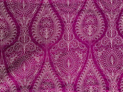 Magenta Floral Pure Monga Silk Fabric