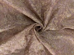 Beige Gold Floral Pure Tissue Embroidery Fabric