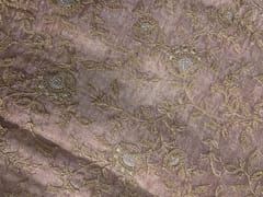 Beige Gold Floral Pure Tissue Embroidery Fabric