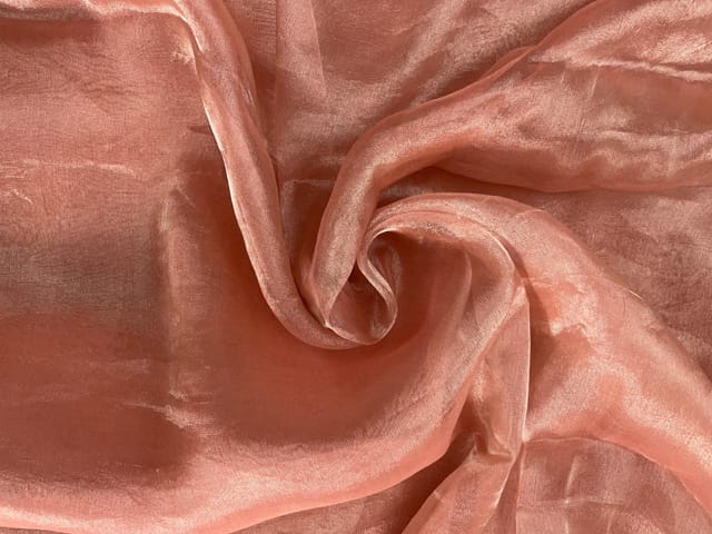 Peach Plain Pure Silk Tissue Fabric