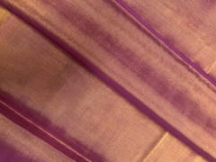 Light Pink & Gold Plain Pure Silk Tissue Fabric