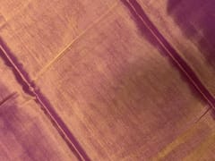 Light Pink & Gold Plain Pure Silk Tissue Fabric