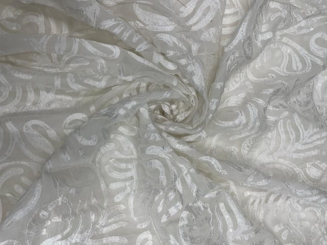 Dyeable Floral Embroidered Organza Fabric
