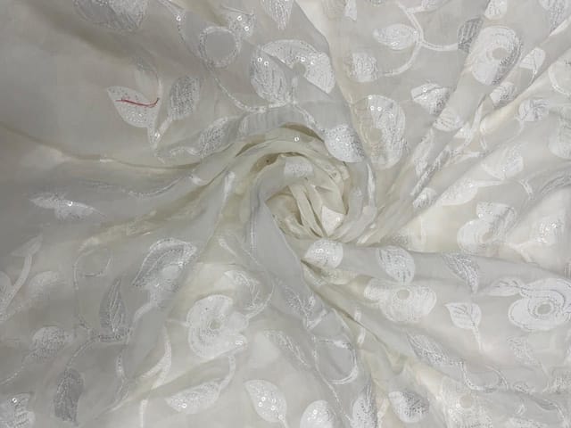 Dyeable Floral Embroidered Organza Fabric