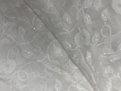 Dyeable Floral Embroidered Organza Fabric