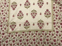 Peach & White Floral Cotton Dupatta Fabric