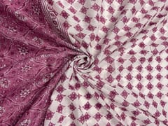 Pink Floral Cotton Dupatta Fabric