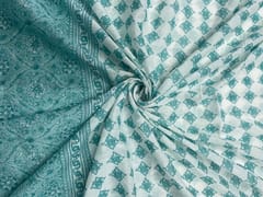 Sea Green Floral Cotton Dupatta Fabric