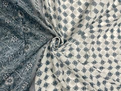 Grey Floral Cotton Dupatta Fabric