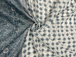 Grey Floral Cotton Dupatta Fabric