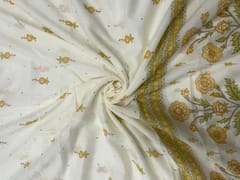 Yellow Floral Cotton Dupatta Fabric