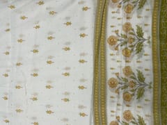 Yellow Floral Cotton Dupatta Fabric