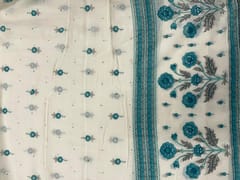 Light Blue Floral Cotton Dupatta Fabric