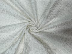 White Dyeable Geometric Dola Silk Embroidery Fabric