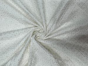 White Dyeable Geometric Dola Silk Embroidery Fabric