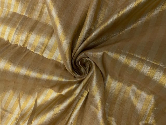 Gold & Silver Stripes Cotton Zari Fabric
