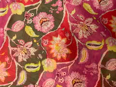 Multicolor Floral Pure Chanderi Print Fabric