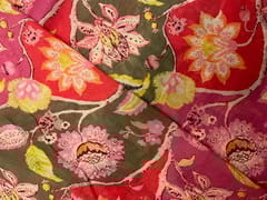 Multicolor Floral Pure Chanderi Print Fabric