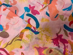 Multicolor Abstract Pure Chanderi Fabric