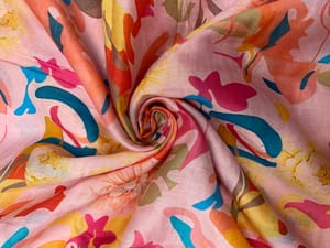 Multicolor Abstract Pure Chanderi Fabric