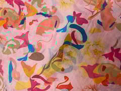 Multicolor Abstract Pure Chanderi Fabric