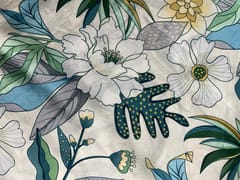 White Multicolor Floral Pure Dupion Print Fabric