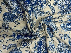 Cream Multicolor Floral Pure Dupion Print Fabric