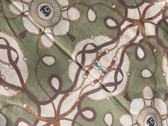 Sea Green White Abstract Linen Satin Print Fabric