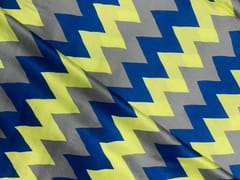 Navy Blue Chevron Linen Satin Print Fabric
