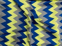 Navy Blue Chevron Linen Satin Print Fabric