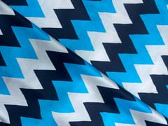 Sky Blue Chevron Linen Satin Print Fabric