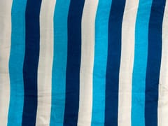 Navy Blue Stripes Linen Satin Print Fabric