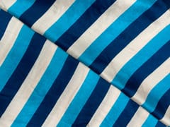 Navy Blue Stripes Linen Satin Print Fabric