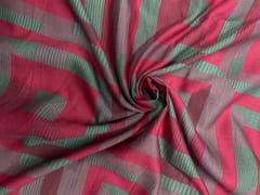 Grey Pink Geometric Pure Chanderi Print Fabric