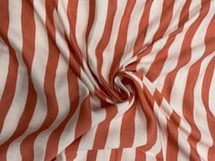White Peach Stripes Pure Chanderi Print Fabric