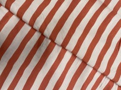 White Peach Stripes Pure Chanderi Print Fabric