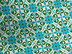 Sky Blue Green Abstract Pure Chanderi Print Fabric