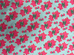Sea Green Pink Floral Pure Chanderi Print Fabric